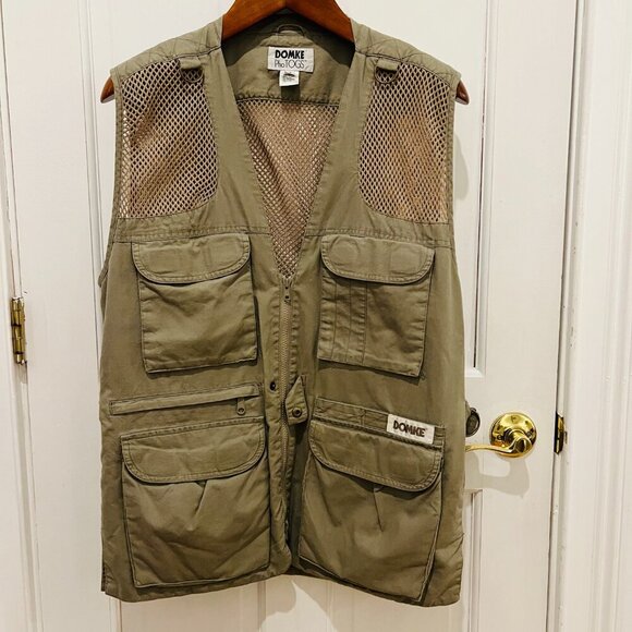 Domke PhoTOGS Utility Photo Vest Medium Khaki Mesh 13 Pockets Professional Zip - Picture 2 of 16